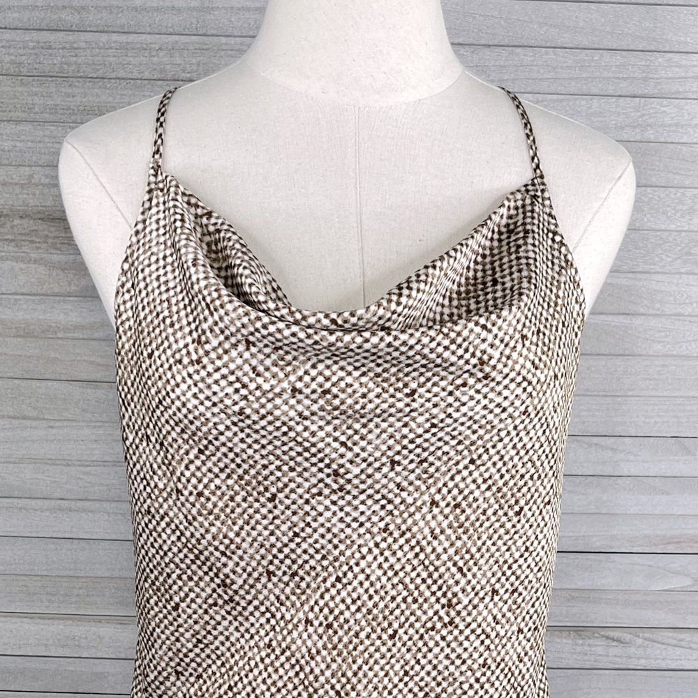 BANANA REPUBLIC Drape Neck Cami Top Brown/White Patterned-Small